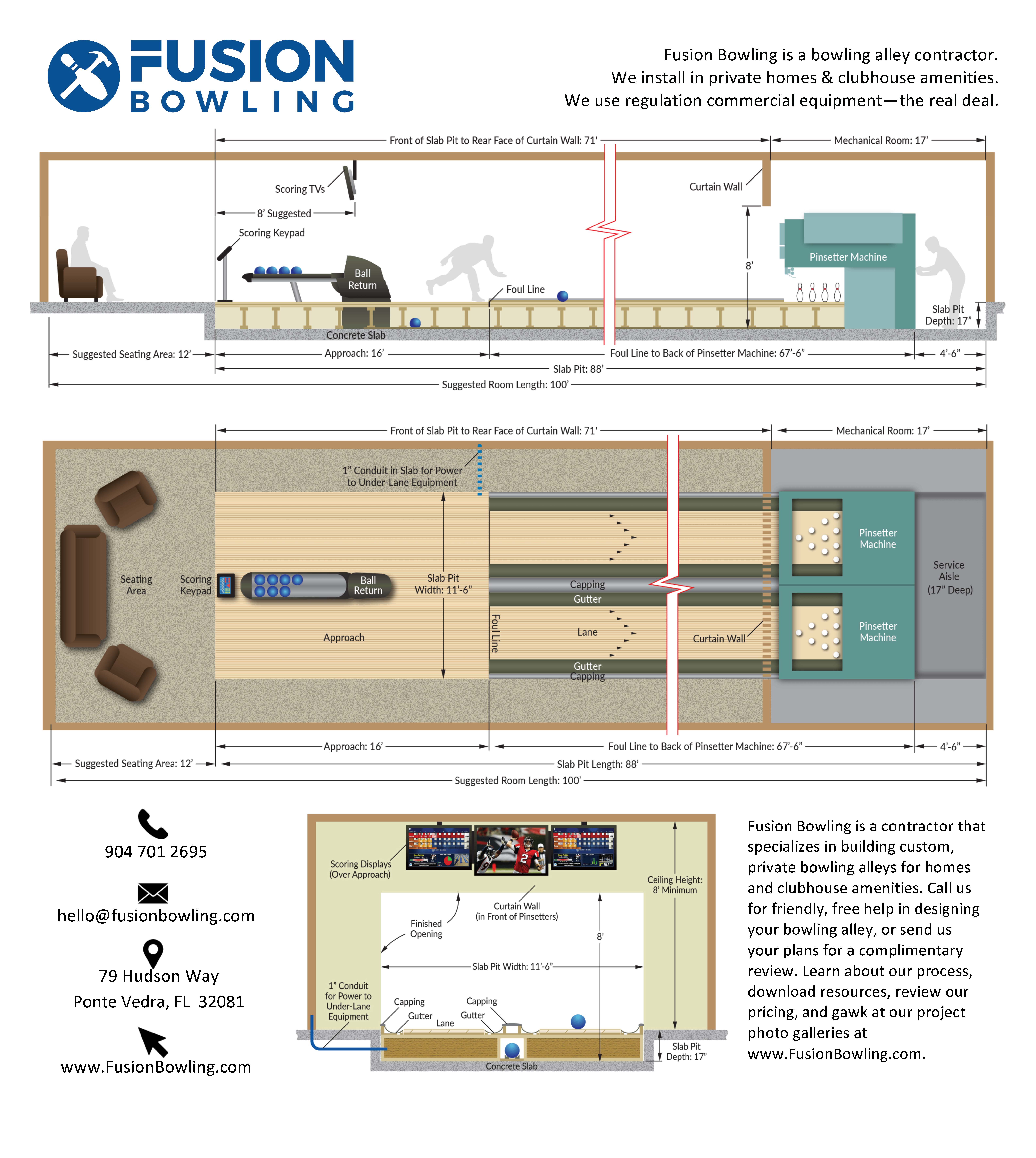 Bowling Alley Lane Dimensions Diagrams Plans